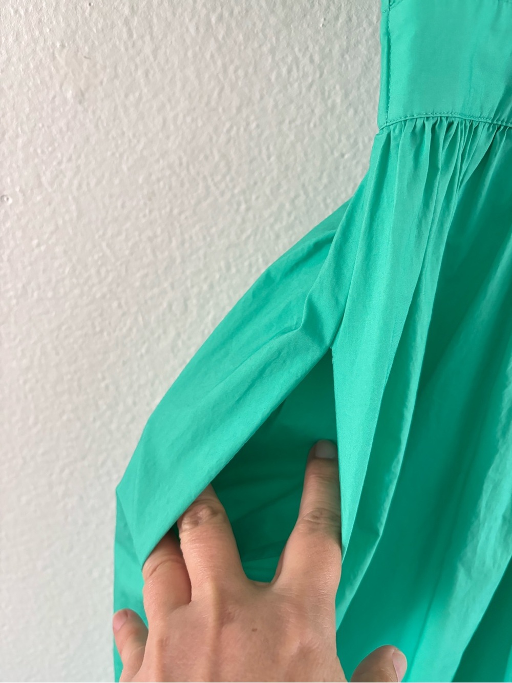 Seed Heritage Poplin Waisted Maxi Dress Jade Green Puff Sleeve V-Neck Size: US 8 - Picture 10 of 16